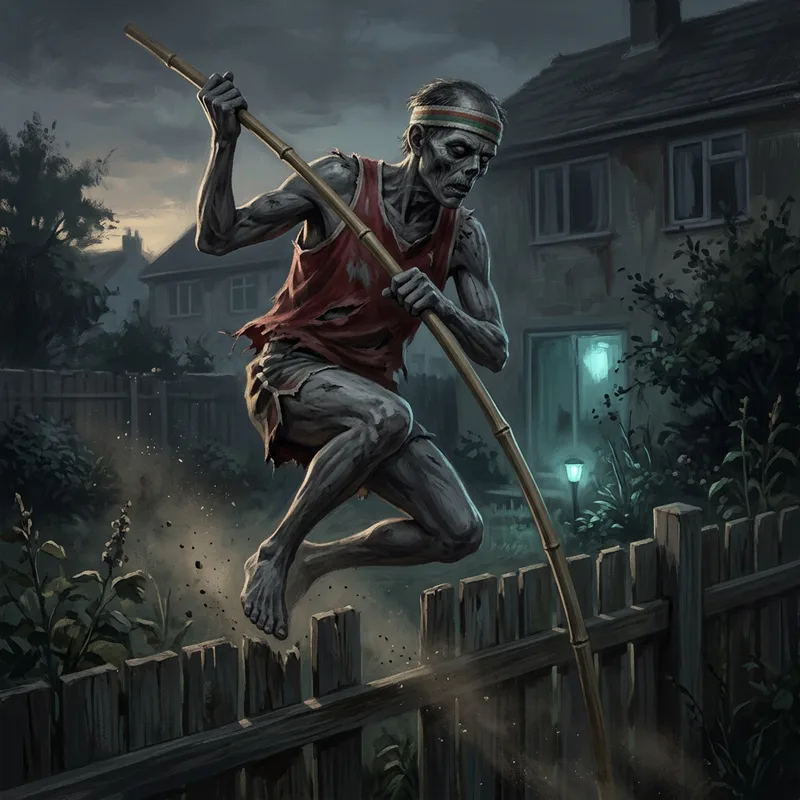 Illustration of Pole Vaulting Zombie